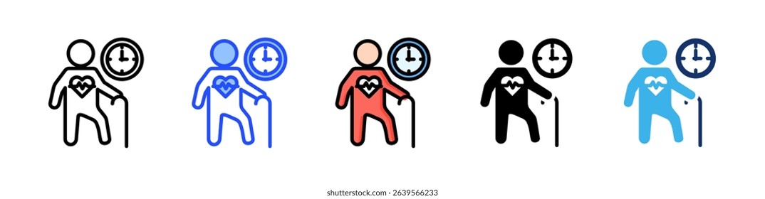 Life Expectancy Icon Collection With Multiple Styles