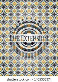 Life Extension arabic emblem. Arabesque decoration.
