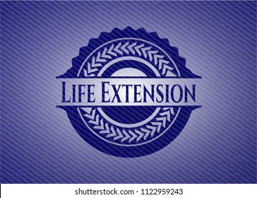Life Extension badge with denim background