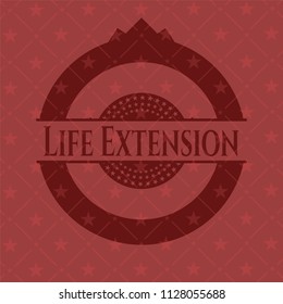 Life Extension badge with red background