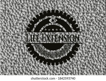 emblema negro de la extensión de vida con fondo de burbujas. Vintage. Ilustración vectorial. Detallado. 