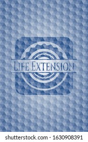 Life Extension blue polygonal emblem. Vector Illustration. Detailed.
