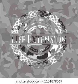 Life Extension grey camouflage emblem