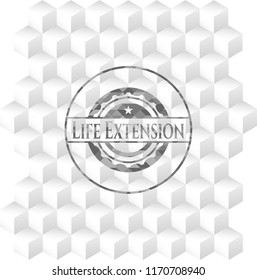Life Extension grey emblem with cube white background