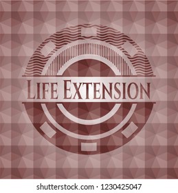 Life Extension red seamless geometric badge.