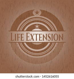 Life Extension Wood Icon Or Emblem. Vector Illustration.