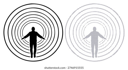 Life force aura, energy field concept, wave, radiation, influence, human