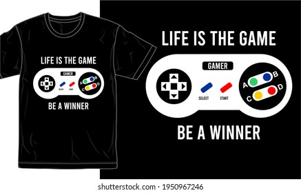 life is the game quotes, typography t shirt design graphic vector 