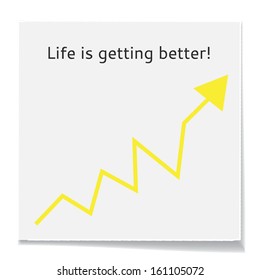 Life is getting better message on paper note with graph