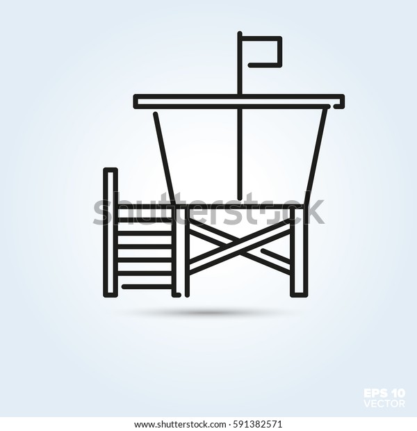 Life Guard Cabin Line Icon Vector Stock Vector Royalty Free