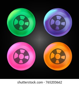 Life guard hand drawn tool crystal ball design icon in green - blue - pink and orange.