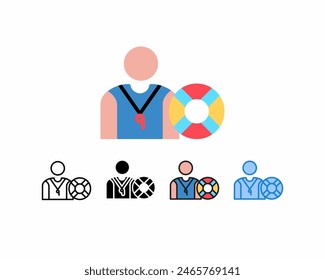 Life guard icon.set 5 icon design,line, outline, glyph, filled line, flat color, and blue color.Editable strokes and pixel perfect.Can be used for digital products, prints etc.