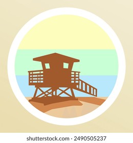 life guard post on the beach vector