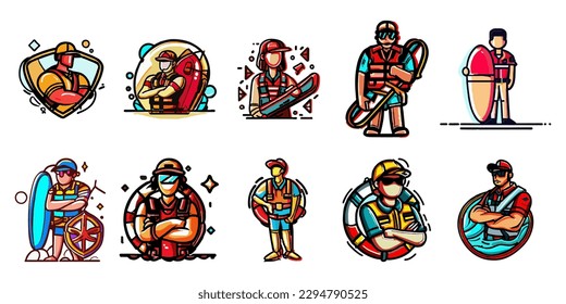 Life guard vector set collection graphic clipart design