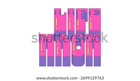 Life hack layered pink vaporwave slang typography. Clever tip lingo. Creative knowledge, advice. Lifehack solution. 80s retro futuristic lettering. Viral word. Bubble letters buzz. Danfo font used