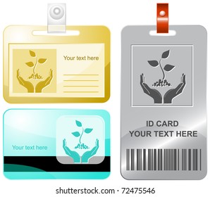 life in hands. Vector id cards.