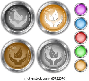 life in hands. Vector internet buttons.
