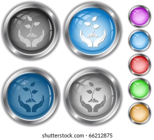 life in hands. Vector internet buttons.