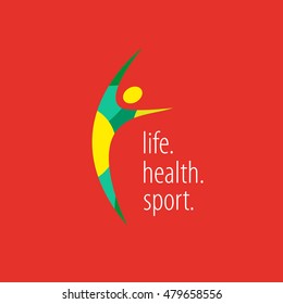  life. Health. Sport  Logo person. sport style. Training. Exercises. Healthy lifestyle. Joy. 