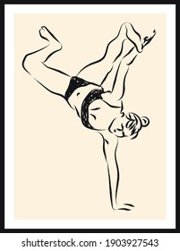 Life human sketch. Vector poster. Living room poster, wall decoration poster