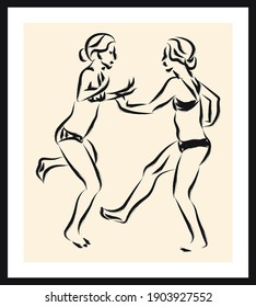 Leben menschliche Skizze. Vektorplakat. Wohnzimmerplakat, Wanddekorationsplakat