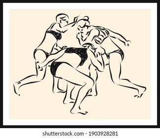 Life human sketch. Vector poster. Living room poster, wall decoration poster