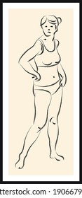 Life human sketch. Vector poster. Living room poster, wall decoration poster