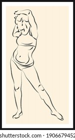 Life human sketch. Vector poster. Living room poster, wall decoration poster