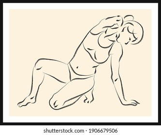 Life human sketch. Vector poster. Living room poster, wall decoration poster