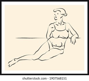 Life human sketch. Vector poster. Living room poster, wall decoration poster