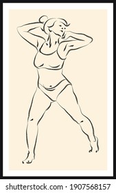 Life human sketch. Vector poster. Living room poster, wall decoration poster