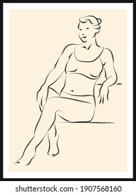 Life human sketch. Vector poster. Living room poster, wall decoration poster