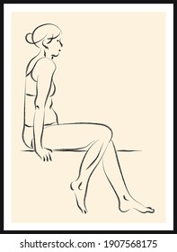 Life human sketch. Vector poster. Living room poster, wall decoration poster