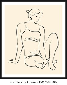 Life human sketch. Vector poster. Living room poster, wall decoration poster