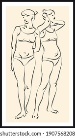 Life human sketch. Vector poster. Living room poster, wall decoration poster