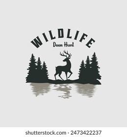 life as a hunter in the wild logo vintage vector illustration design