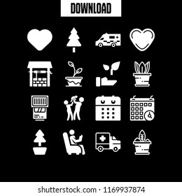 life icon. 16 life vector set. flash, heart, well and ambulance icons for web and design about life theme