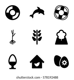 life icon. Set of 9 life filled icons such as sprout, plant, easter egg, tree, egg, eco house, lifebuoy