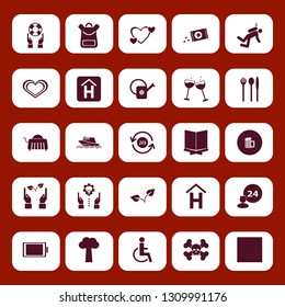 life icon set with folk spoon knife, glasses wine and disabled sign vector illustration