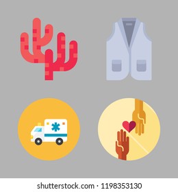 life icon set. vector set about coral, vest, charity and ambulance icons set.