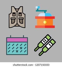 life icon set. vector set about coffee grinder, calendar, vest and pregnancy test icons set.