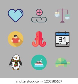 life icon set. vector set about calendar, attachment, yacht and penguin icons set.