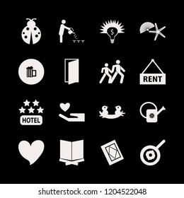 life icon. life vector icons set door open, shell starfish, watering can and fried egg