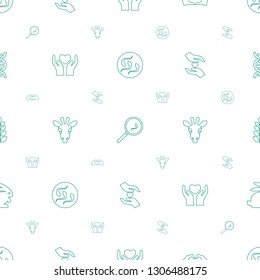 life icons pattern seamless white background. Included editable line sperm, search sperm, heart tag, hands holding heart, giraffe, plant icons. life icons for web and mobile.