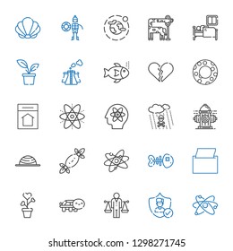 life icons set. Collection of life with atom, insurance, balance, turtle, plant, napkin, fishbone, tissues, hydrant, acid rain, home, float. Editable and scalable life icons.