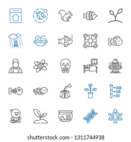 life icons set. Collection of life with balance, dna, fishbowl, sprout, parrot, growth, pollution, turtle, fishbone, hydrant, sleep, skull, atom. Editable and scalable life icons.