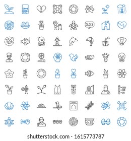 life icons set. Collection of life with float, organic eggs, fishbowl, atoms, plant, salesman, fishbone, balance, skull, atom, dna, home, parrot. Editable and scalable life icons.