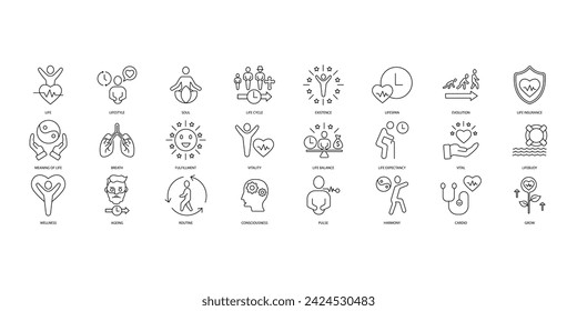 Life icons set. Set of editable stroke icons.Vector set of Life