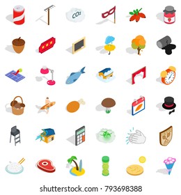 Life icons set. Isometric style of 36 life vector icons for web isolated on white background