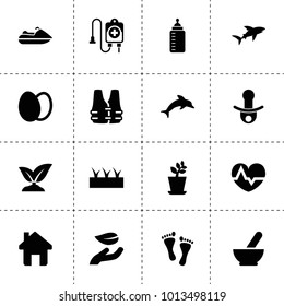 Life icons. vector collection filled life icons. includes symbols such as medical bowl, plant, sprouting, leaf in hand, eggs, baby bottle. use for web, mobile and ui design.